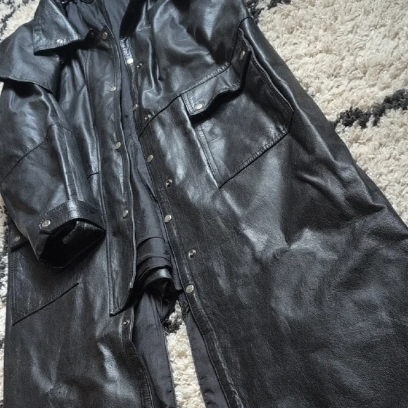 LeatherBiker Trench Coat